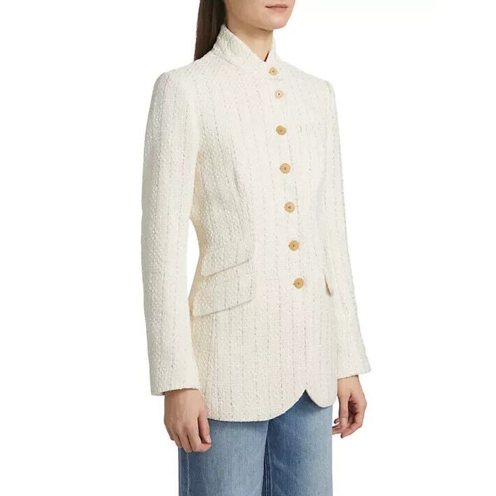 NWT Rag & Bone Slade Long Tweed Blazer Size 4 Ivory #4C502